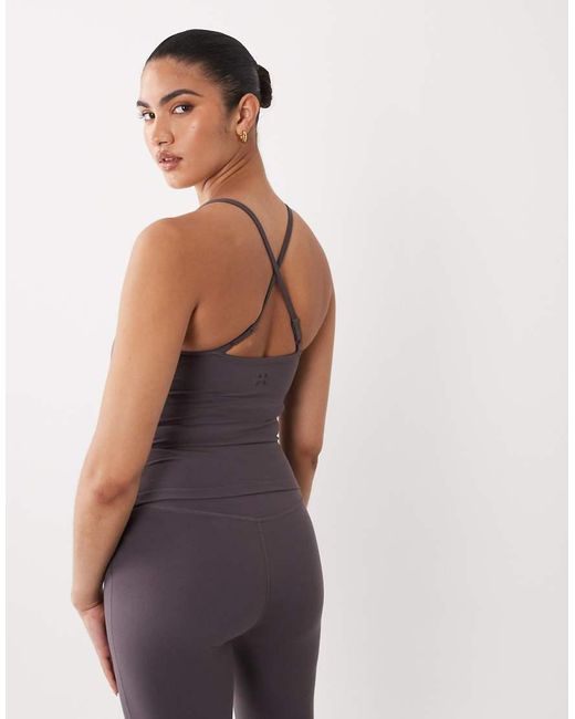 4505 Purple Maternity Scoop Neck Singlet With Inner Bra And Adjustable Straps