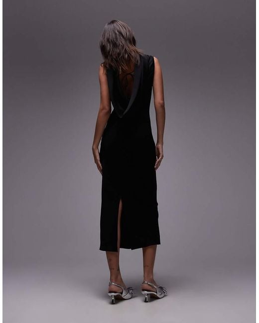 ARKET Black Bias Cut Maxi Dress With Low Cowl Back