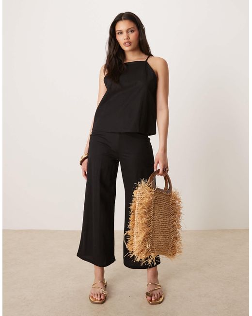 Mango Black – camisole-oberteil aus leinen-mix