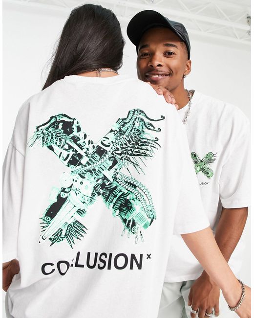 Collusion Cotton Graphic Logo T-shirt in White | Lyst UK