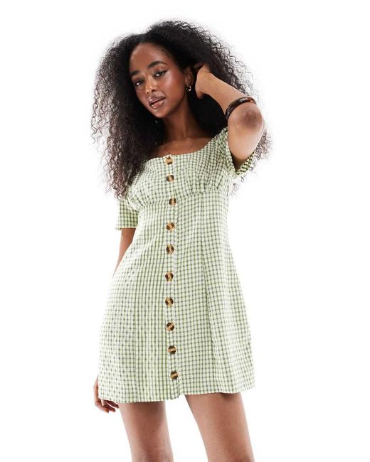 Daisy Street White Button Front Milkmaid Mini Dress