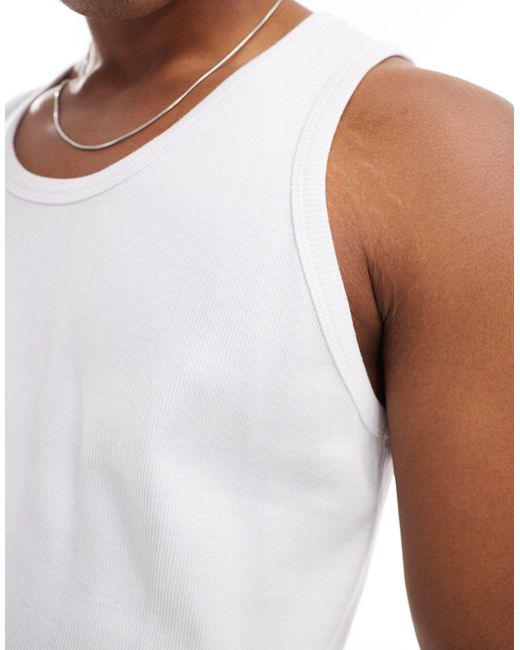 Cotton on - confezione da 2 canotte bianca e nera a coste vestibilità comoda di Cotton On in Black da Uomo