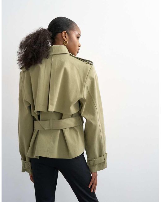 TOPSHOP Metallic Cropped Funnel Neck Trench