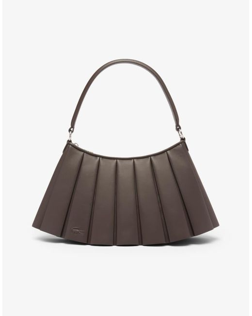 Lacoste Brown Lenglen Medium Leather Logo Bag