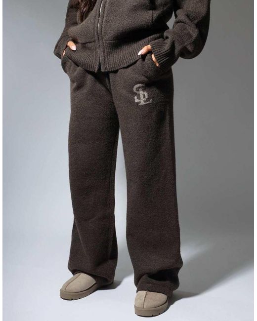 SIMMI Gray Romy Chunky Knit Wide Leg Trouser