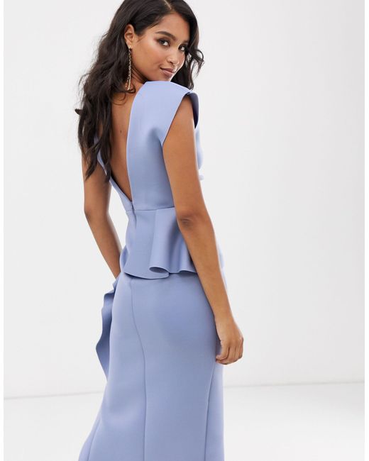 peplum pencil midi dress