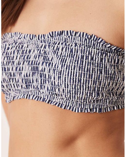 ASOS Purple Scarlet Stripe Shirred Bandeau Bikini Top