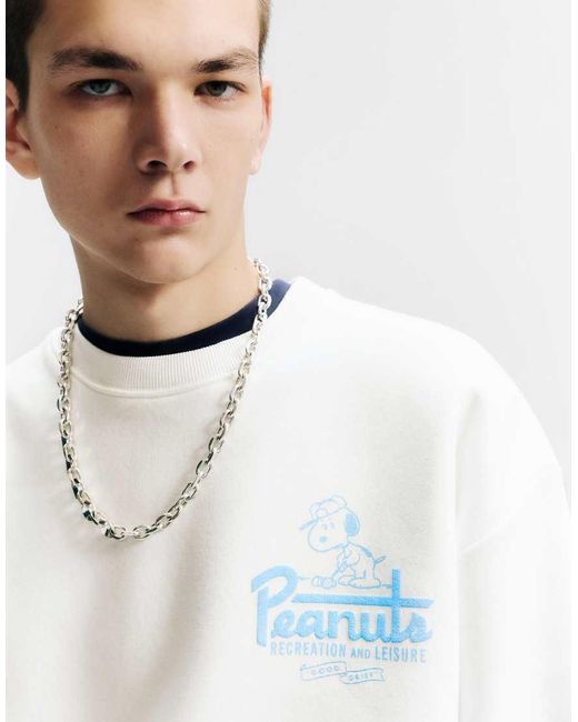 Pull&Bear White Peanuts Sweatshirt for men