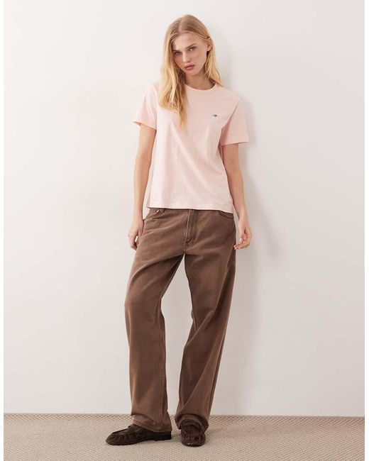 Gant Pink Vintage Chest Logo Fitted T-shirt