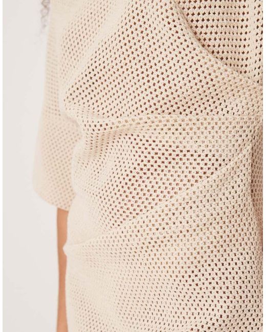 ASOS Natural Crochet T Shirt Tuck Mini Dress