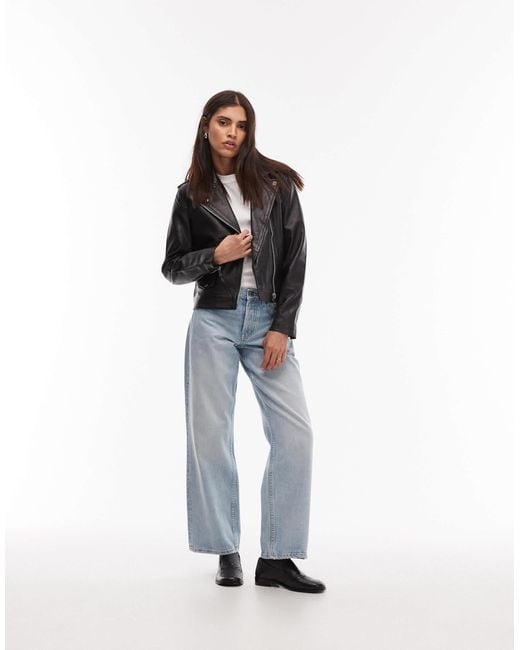 Mango Black Leather Biker Jacket