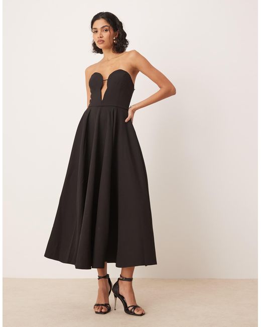 Bardot Bandeau Premium Maxi Prom Dress in Natural | Lyst