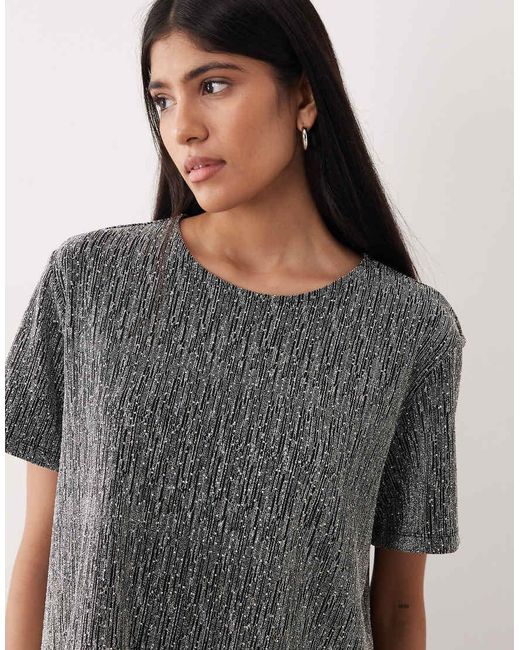 Vila T-Shirt Met Glitter in het Gray