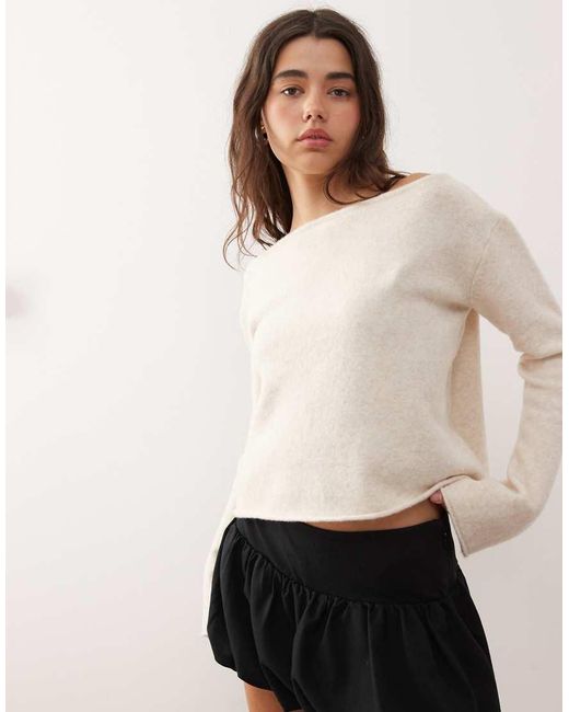 Monki White Knitted Jumper With Flared Sleeves