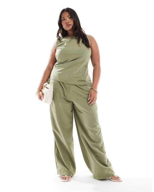 ASOS Green Asos Design Curve Asymmetric Ruched Top Co-ord