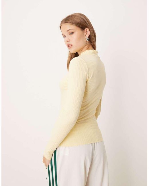 Jdy Natural Lettuce Edge Long Sleeve Top