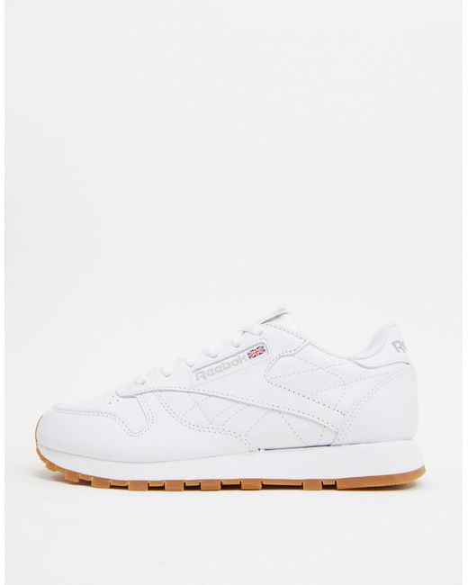 Reebok Classic Leather Sneakers With Gum Sole in White - Lyst