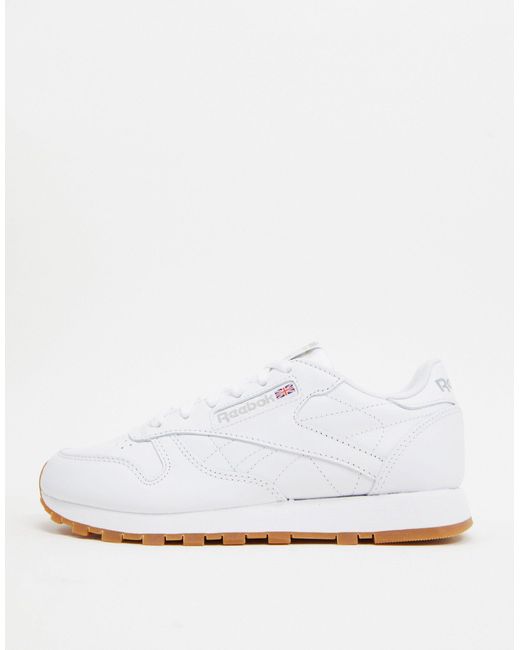 Reebok Classic Leather Sneakers With Gum Sole in White Lyst