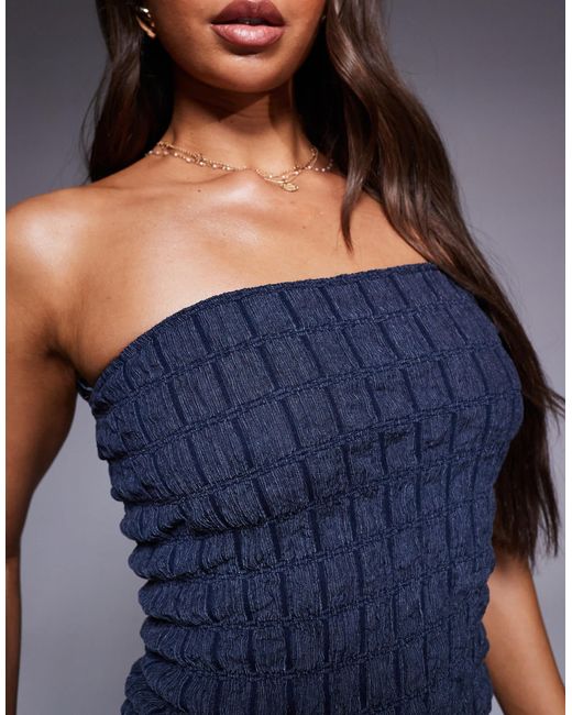 River Island Blue Textured Bandeau Top