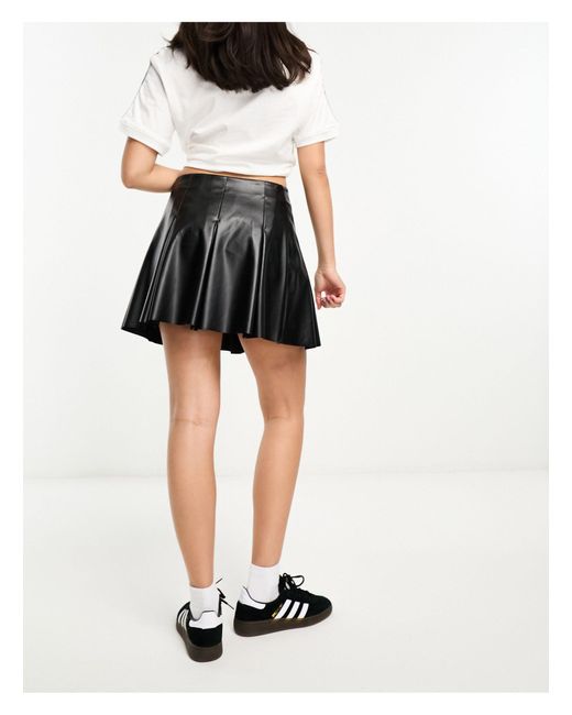 ASOS Black Faux Leather Box Pleat Micro Mini Skirt