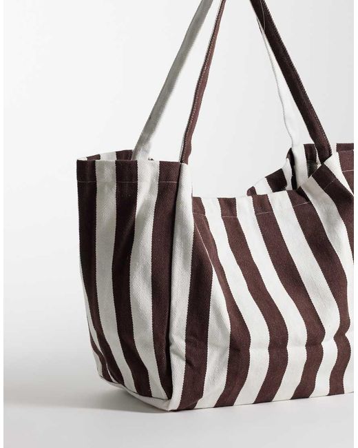 New Look White Stripe Slouchy Tote Bag