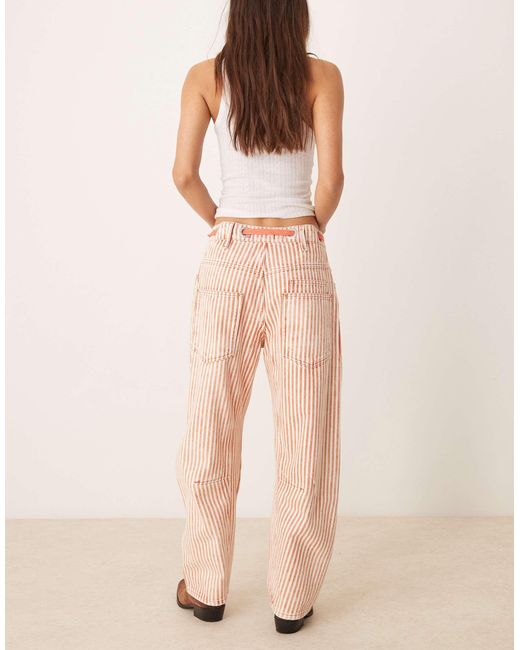Free People Natural Hickory Stripe Moxie Tie-waist Jean