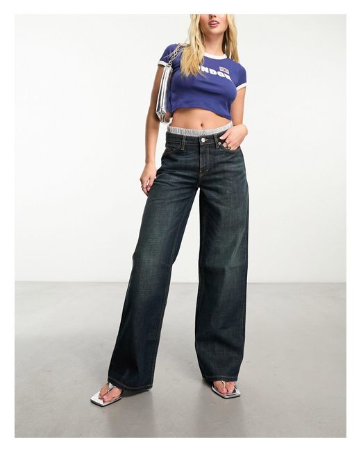 Ample - jean droit ample à taille basse - marais Weekday en coloris Black