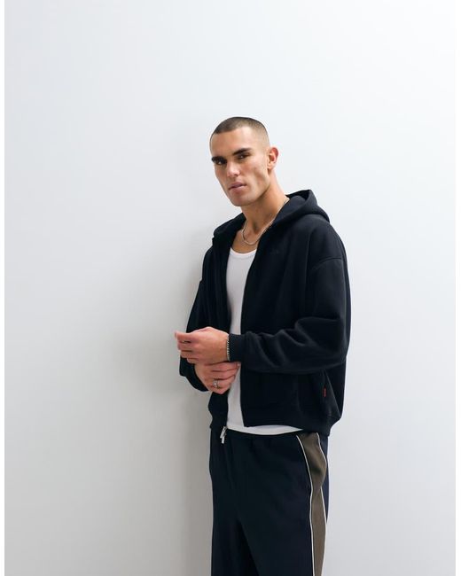 Nike Blue Chest Logo Oversized Heavyweight Full Zip Hoodie for men