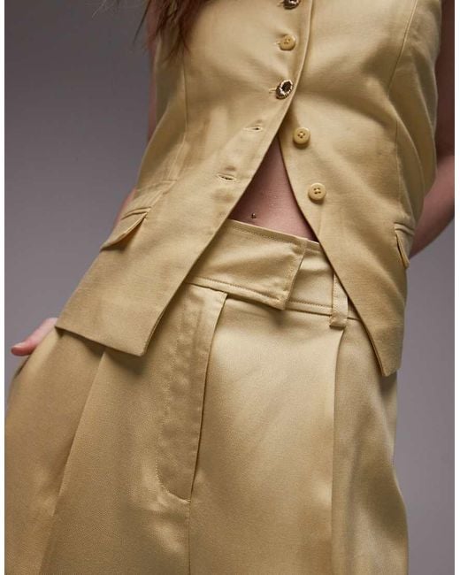 TOPSHOP Green Co Ord Premium Wedding Guest Occasion Tailored Pleated Wide Leg Trouser