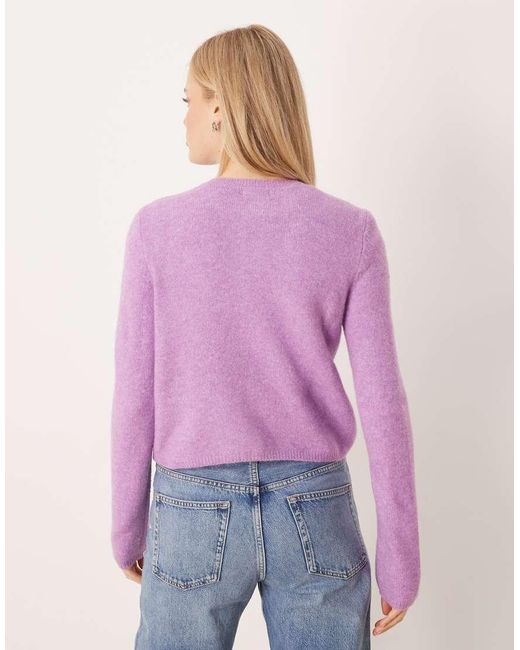 Jdy Purple Crew Neck Cardigan With Wool
