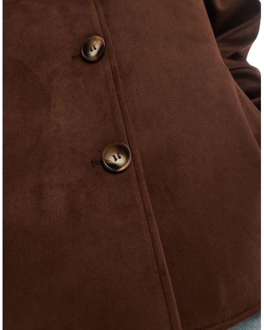 ASOS Brown Faux Suede Button Front Jacket