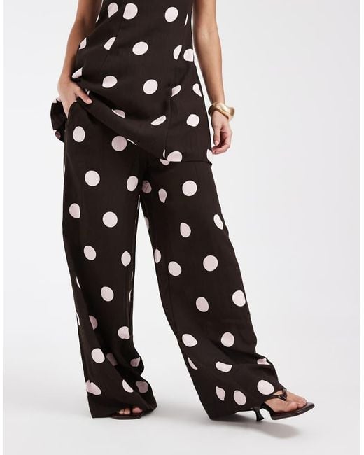 Vero Moda White Polka Dot High Rise Pants
