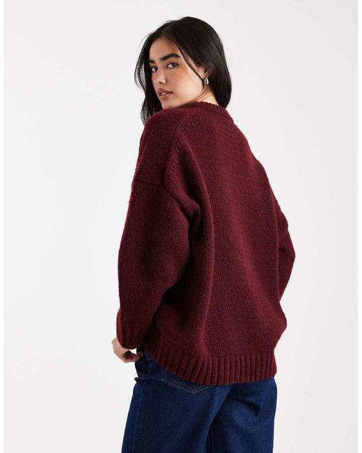 Jersey Extragrande Con Cuello Redondo Y Bajo Redondeado De -Rojo ASOS