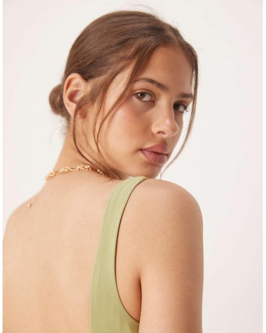 Six Stories Green Drop Hem Midaxi Dress