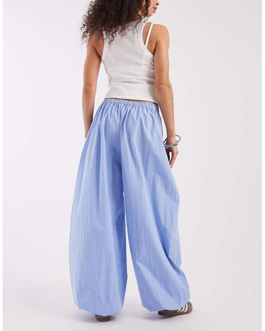 ASOS Blue Cotton Nylon Blend Pull On Balloon Pants