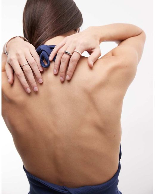 Susmie's Blue Palmer Halterneck Top