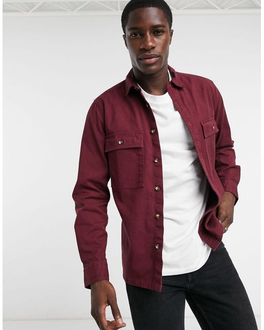 Veste-chemise en sergé - bordeaux ASOS pour homme en coloris Rouge | Lyst