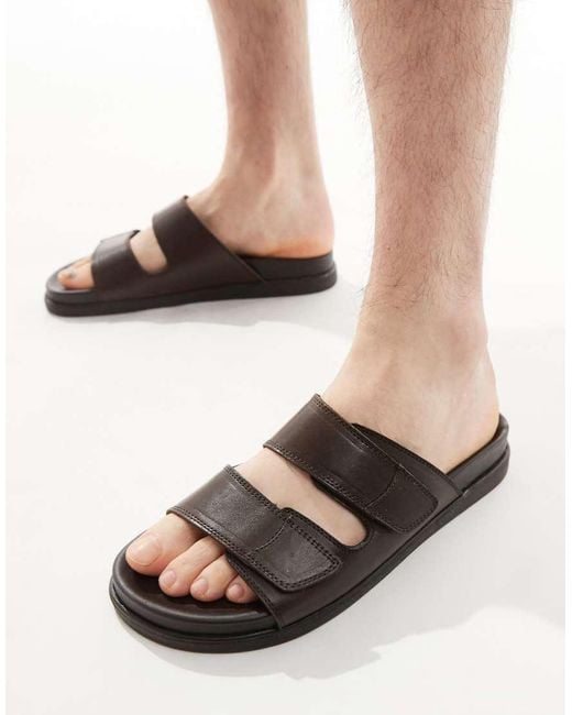 Schuh Black Sergio Double Strap Sandals for men