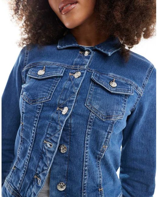 ONLY Blue Fitted Denim Jacket