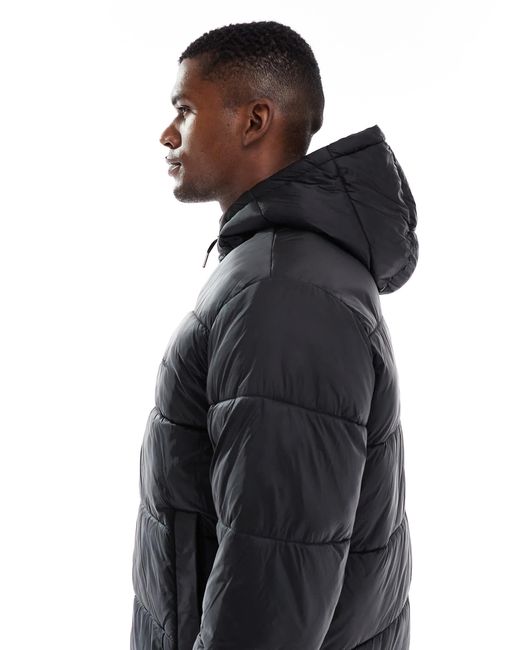 Jack & Jones Black Hooded Puffer Jacket With Sheen for men