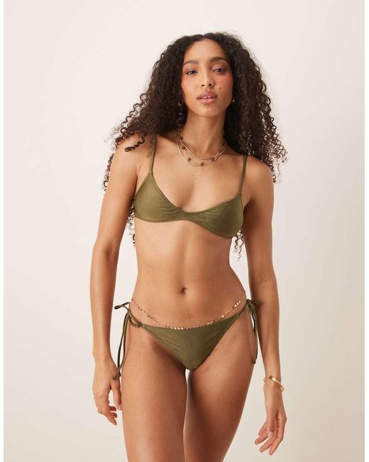 Mango Bikinibroekje Met Gestrikte Zijkanten in het Brown