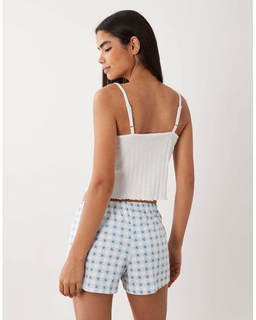 Wednesday's Girl Blue Wednesdays Girl Cami Top And Short Pyjama Set