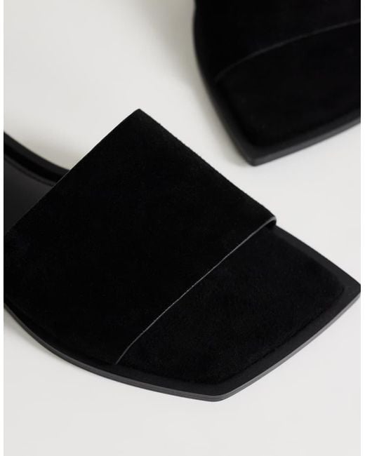 TOPSHOP Black Sara Real Suede Flat Mule Sandals