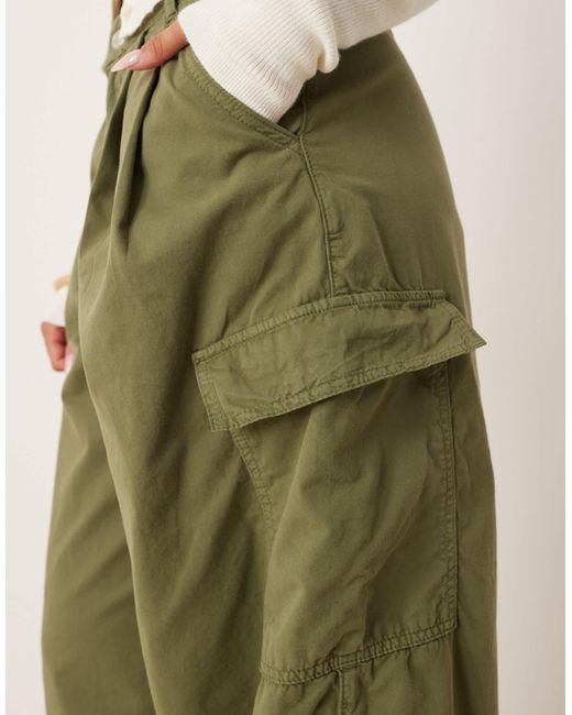 Pantalon cargo oversize plissé - kaki ASOS en coloris Green