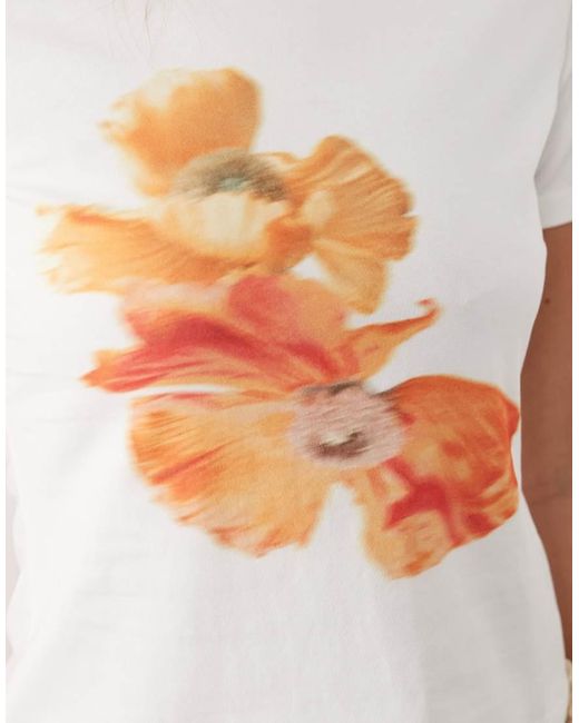 Never Fully Dressed White Slim Fit T-shirt With Blurred Floral