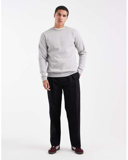 Only & Sons White Crew Neck Sweat for men