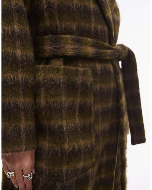 TOPSHOP Black Brushed Check Formal Coat