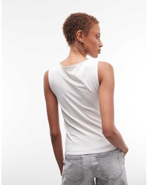 Weekday White Festival V Neck Strap Detail Top