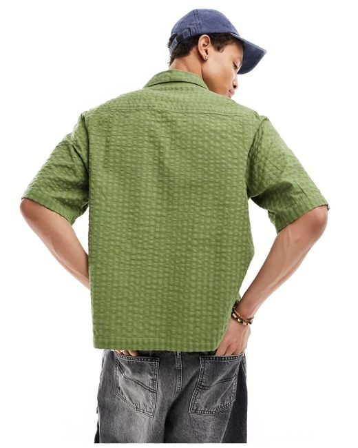 Collusion Green Check Short Sleeve Shirt for men
