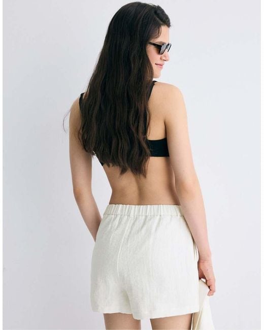 Stradivarius White Smart Rustic Shorts